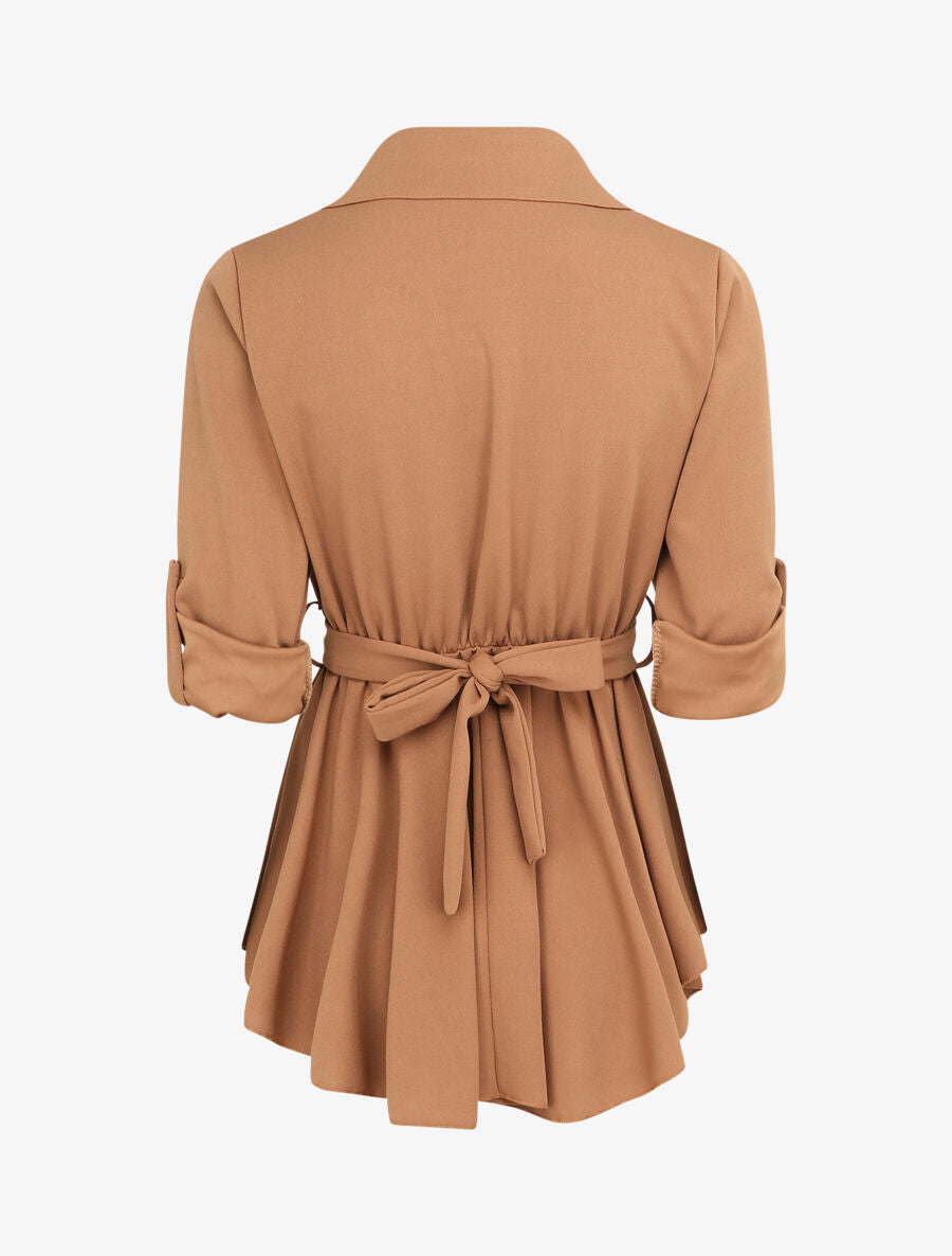 Top style chemise à taille cintrée - Camel - 2