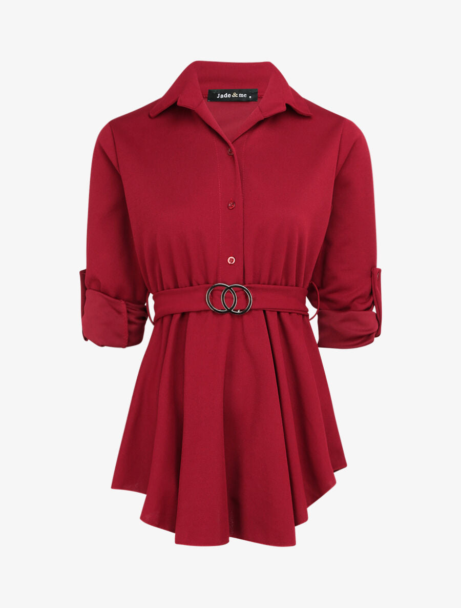 Top style chemise à taille cintrée - Bordeaux - 4