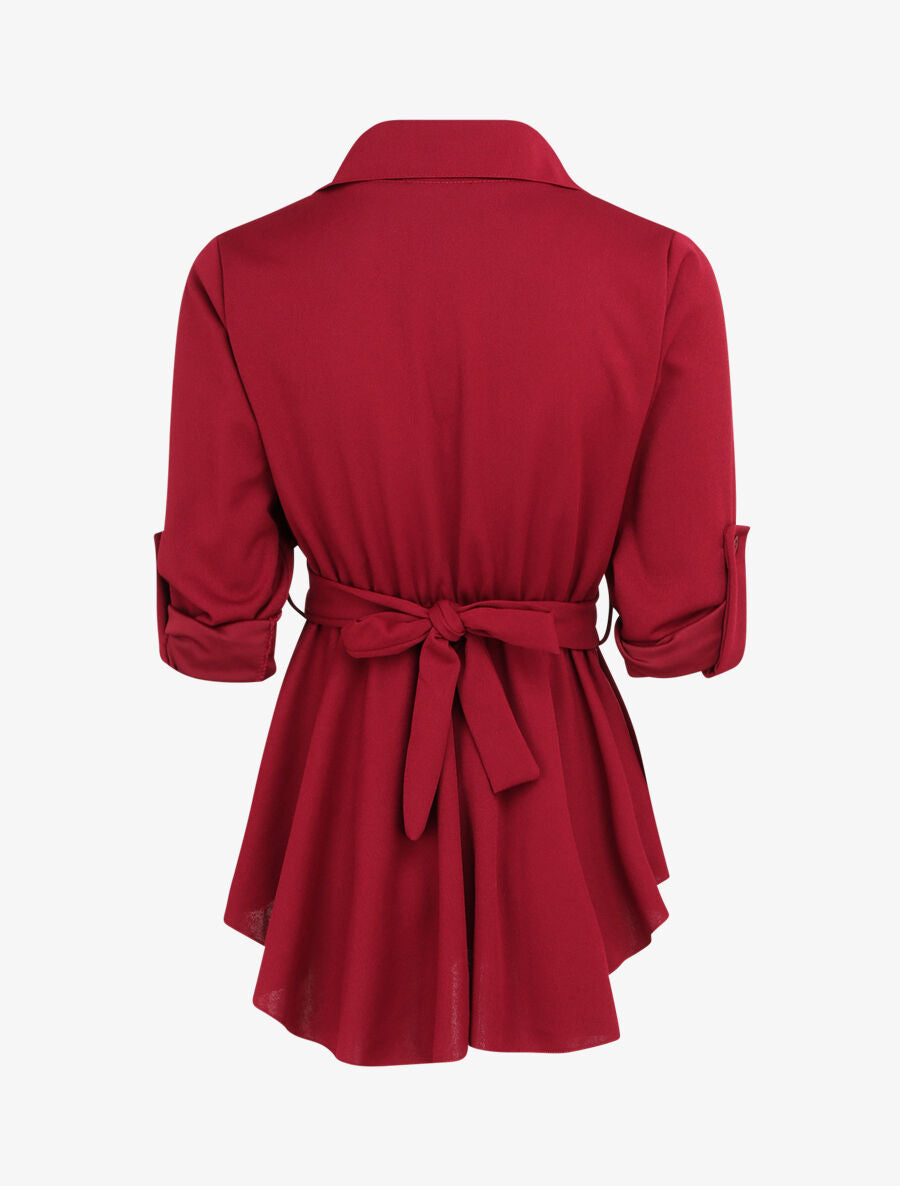 Top style chemise à taille cintrée - Bordeaux - 2