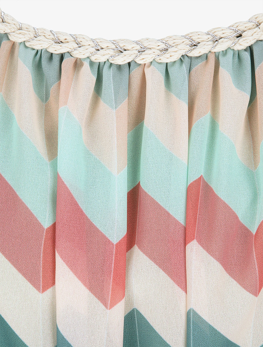 Robe droite courte imprimé chevron - Vert d&