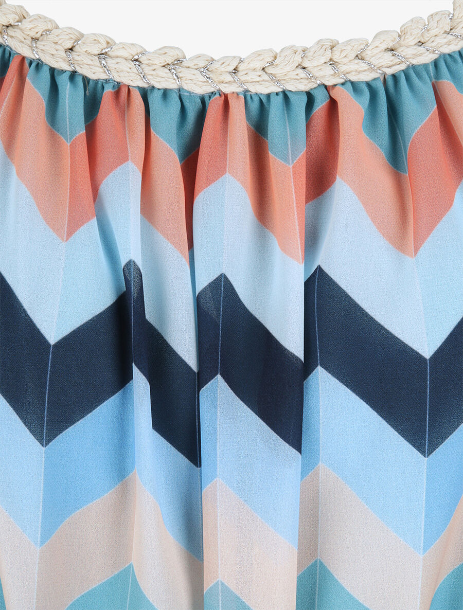 Robe droite courte imprimé chevron - Bleu - 4