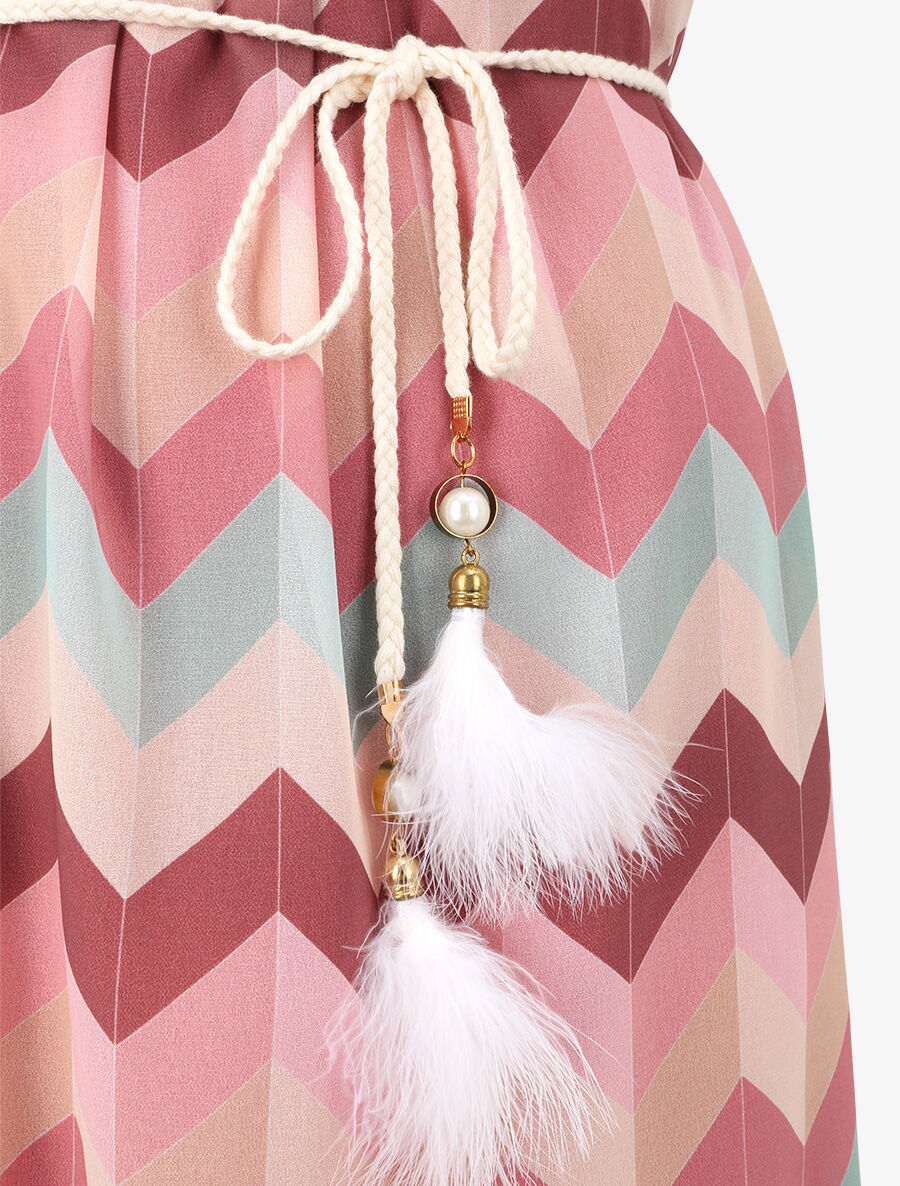 Robe droite courte imprimé chevron - Rose - 4