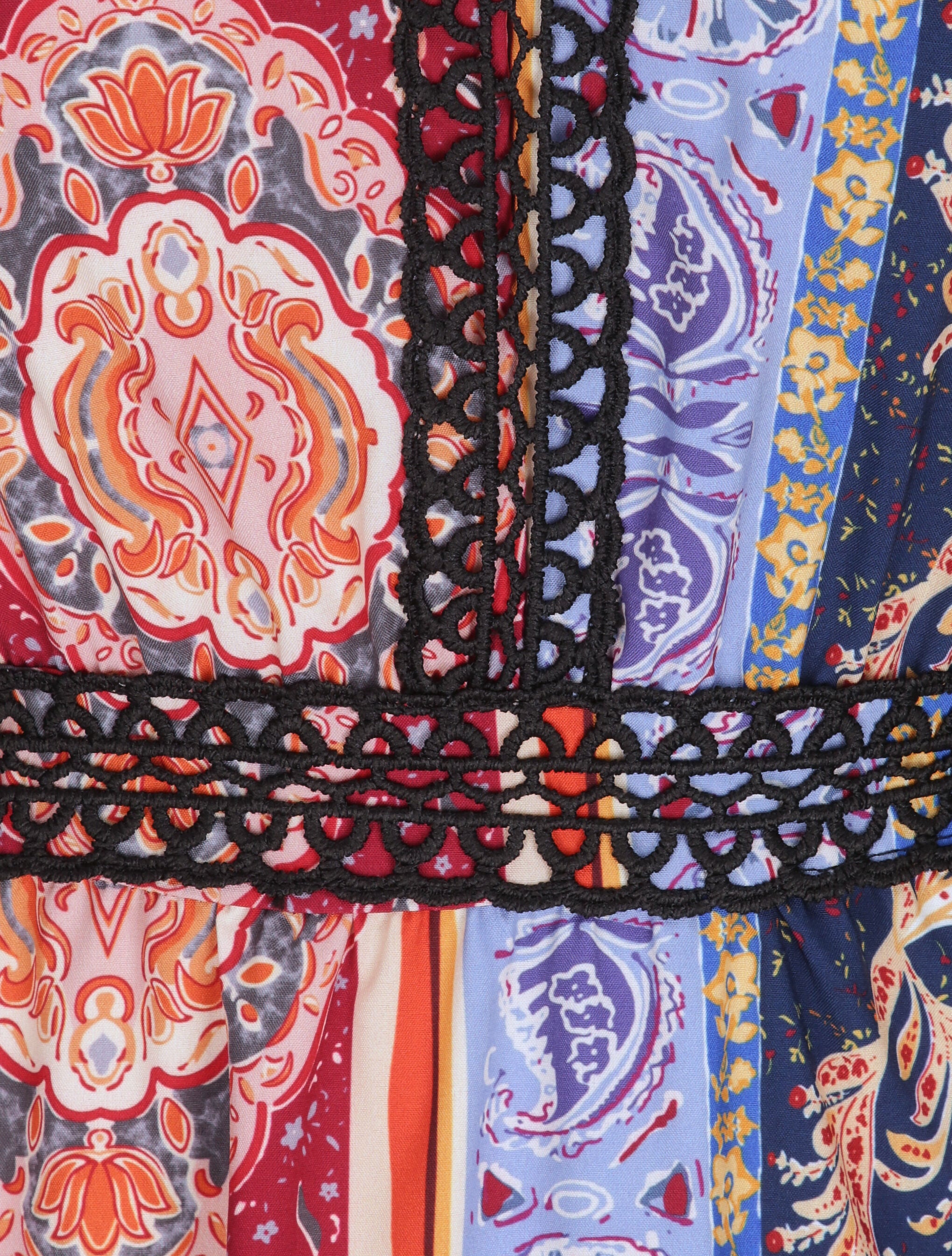 Robe longue à imprimé cachemire - Bordeaux - 4