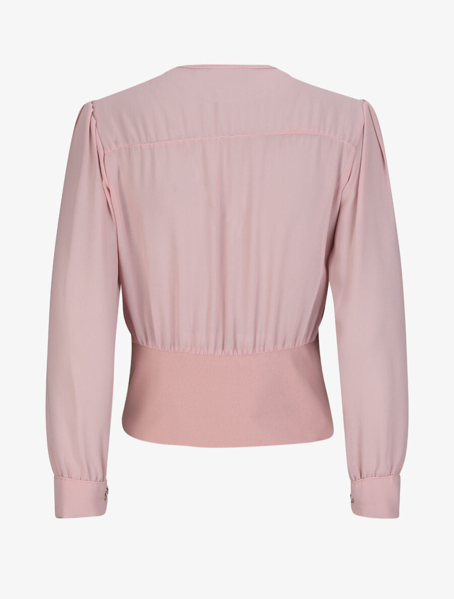 Blouse cache-coeur à boutons stylisés - Rose - 2