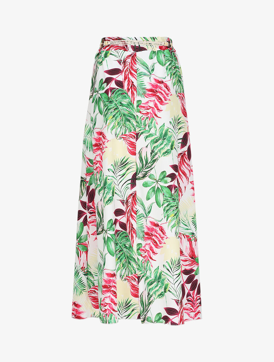 Jupe longue imprimé tropical - Blanc - 2