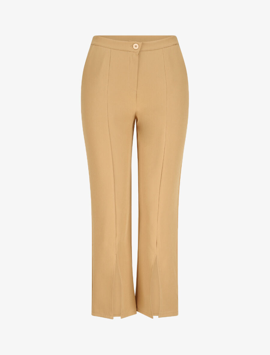 Pantalon fendu coupe droite - Camel - 4