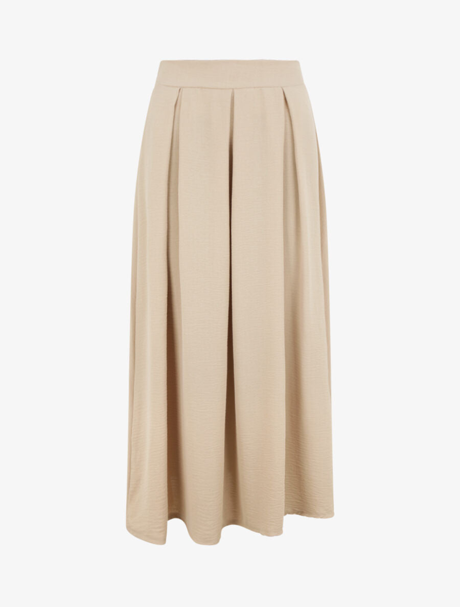 Jupe longue unie évasée - Beige - 4