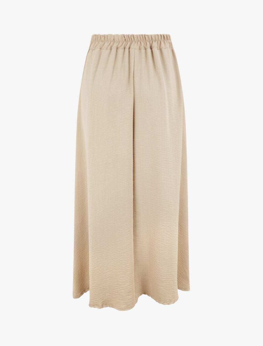 Jupe longue unie évasée - Beige - 2
