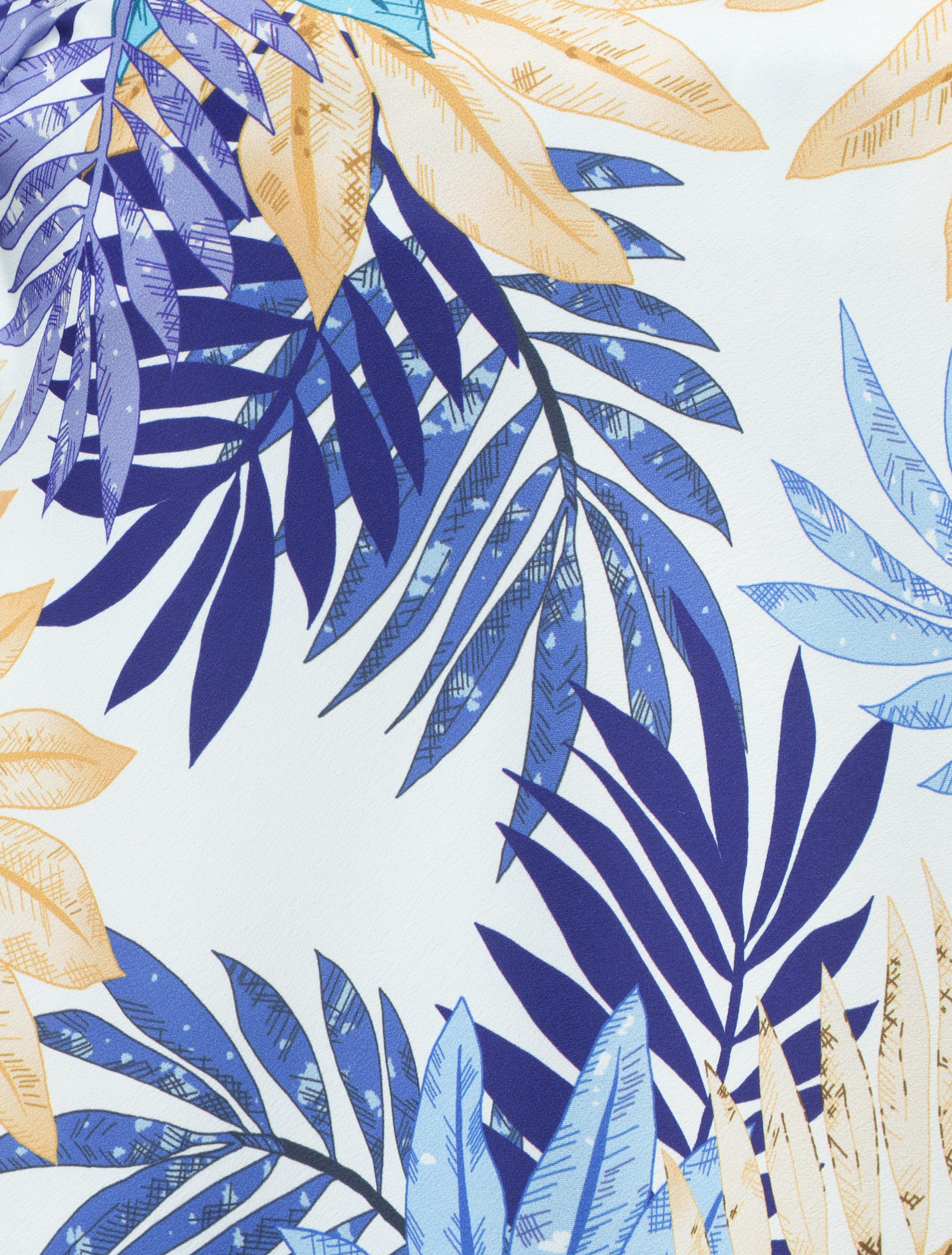 Débardeur satiné à imprimé feuilles - Marine - 3