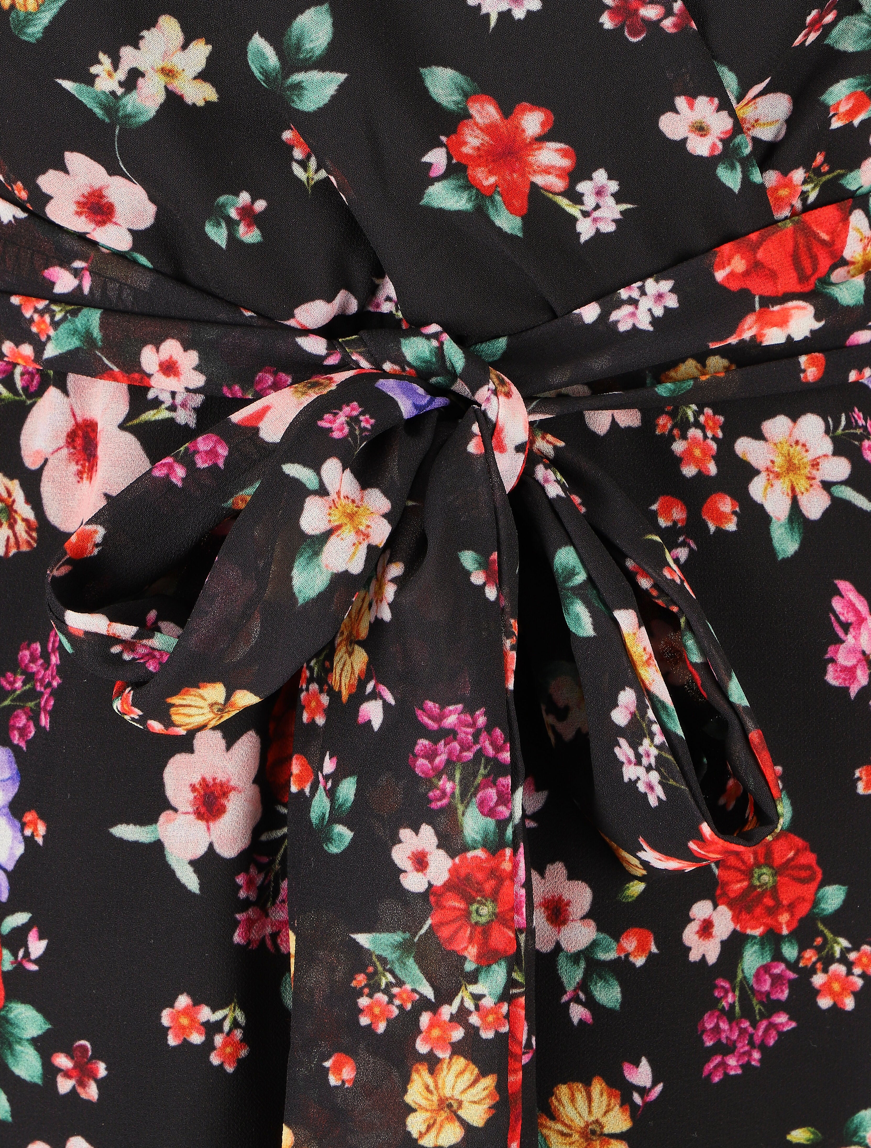Robe cache-coeur à imprimé fleuri - Noir - 3