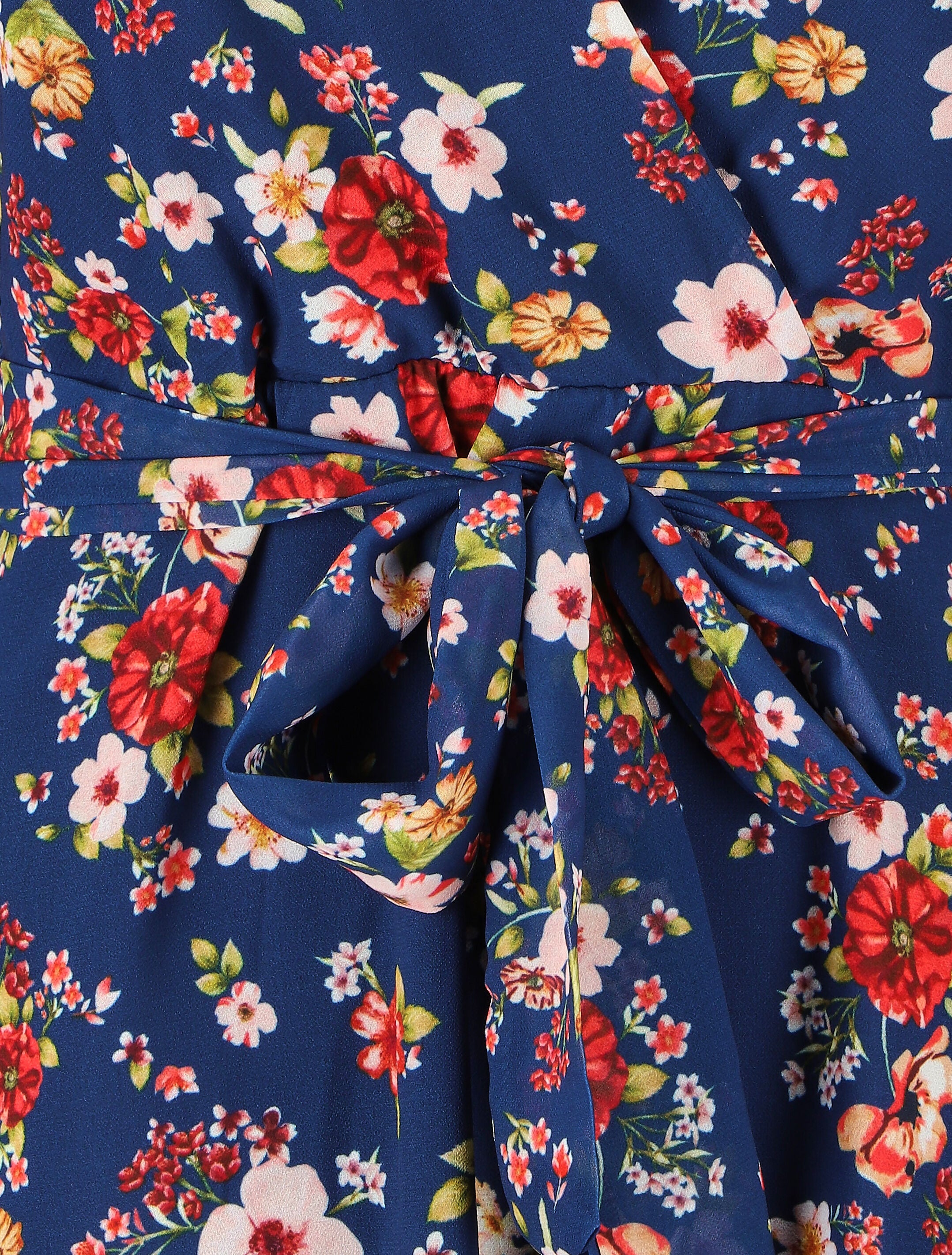 Robe cache-coeur à imprimé fleuri - Bleu - 3