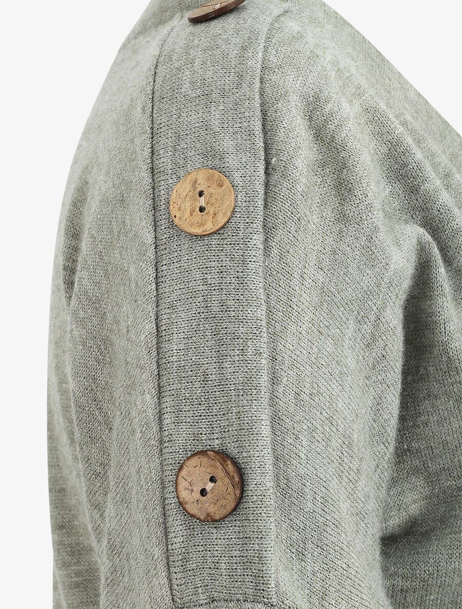 Pull droit à col volanté - Vert olive - 3