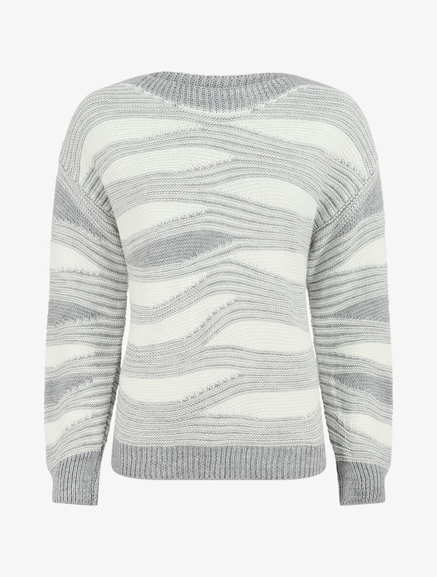 Pull coupe droite imprimé graphique - Gris - 1