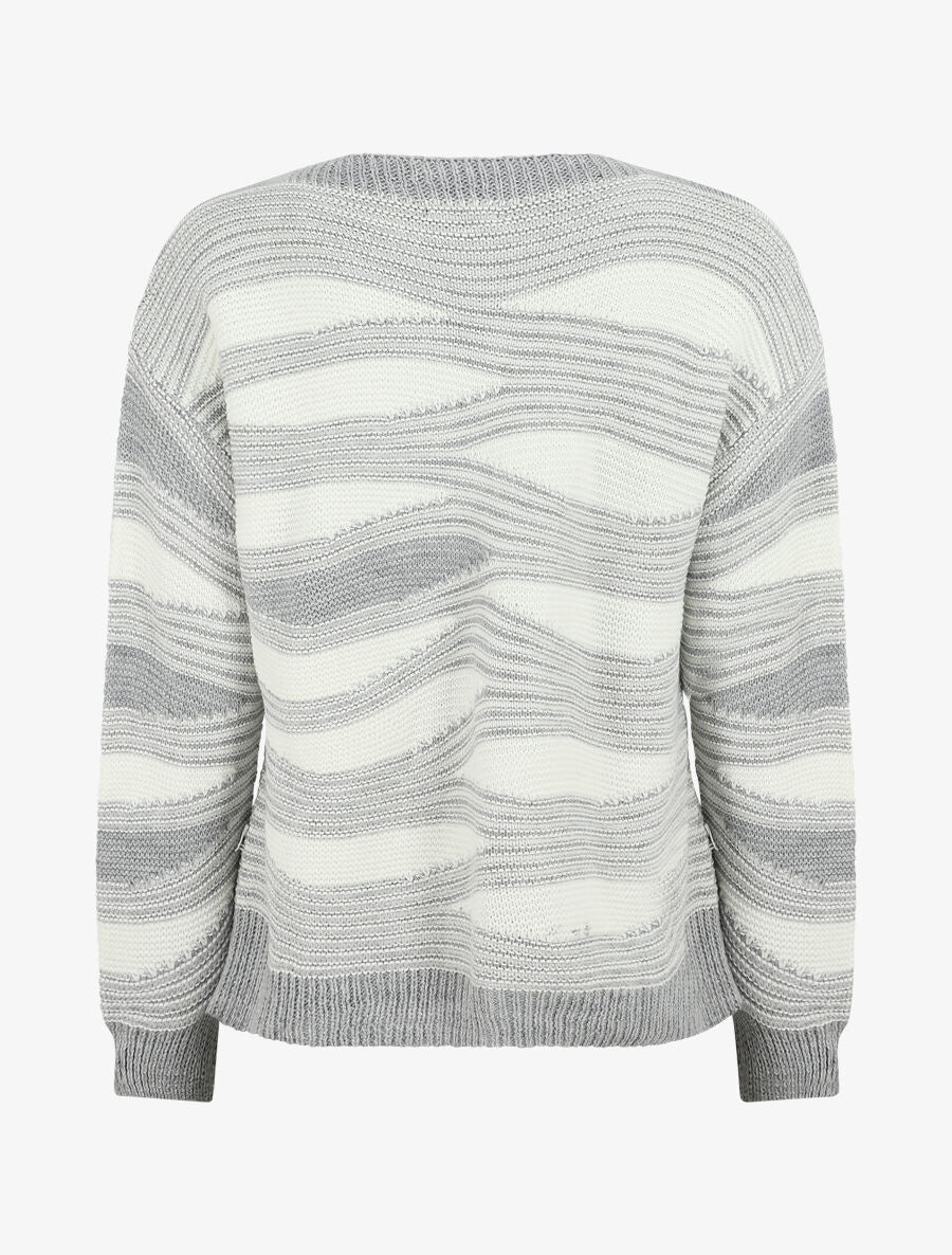 Pull coupe droite imprimé graphique - Gris - 2