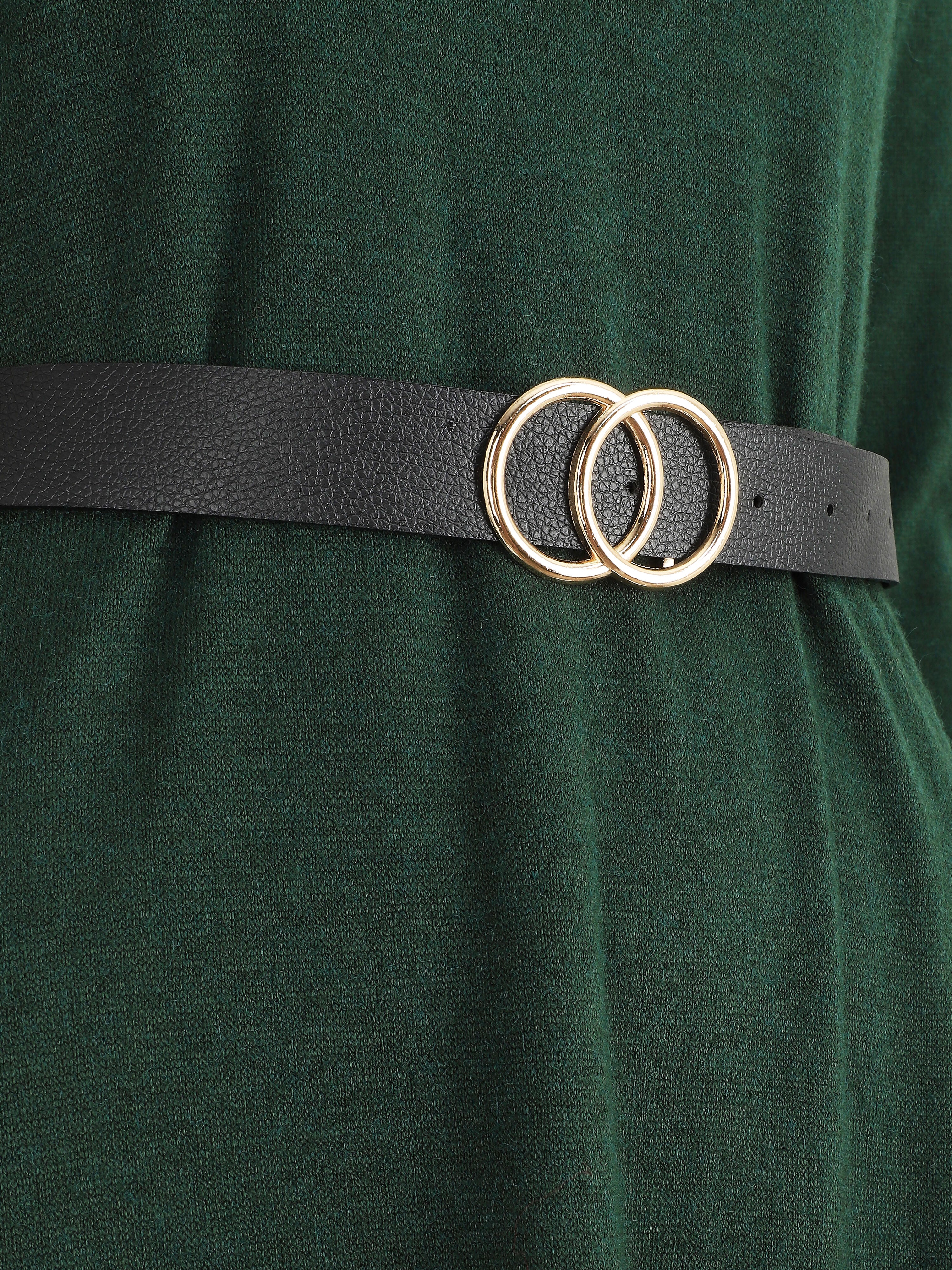 Robe pull courte à dos ajouré - Vert foncé - 3