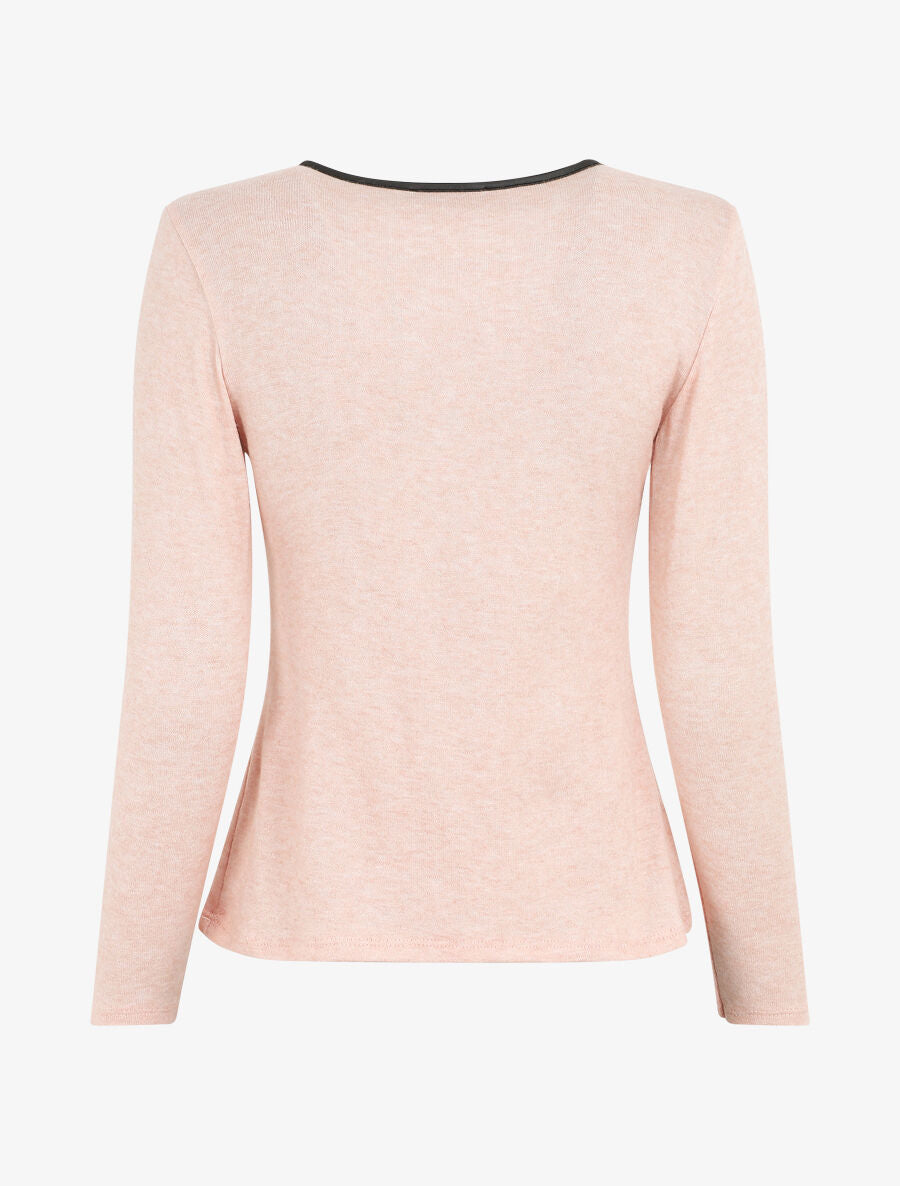 Pull fin à boutons décoratifs - Rose pâle - 2