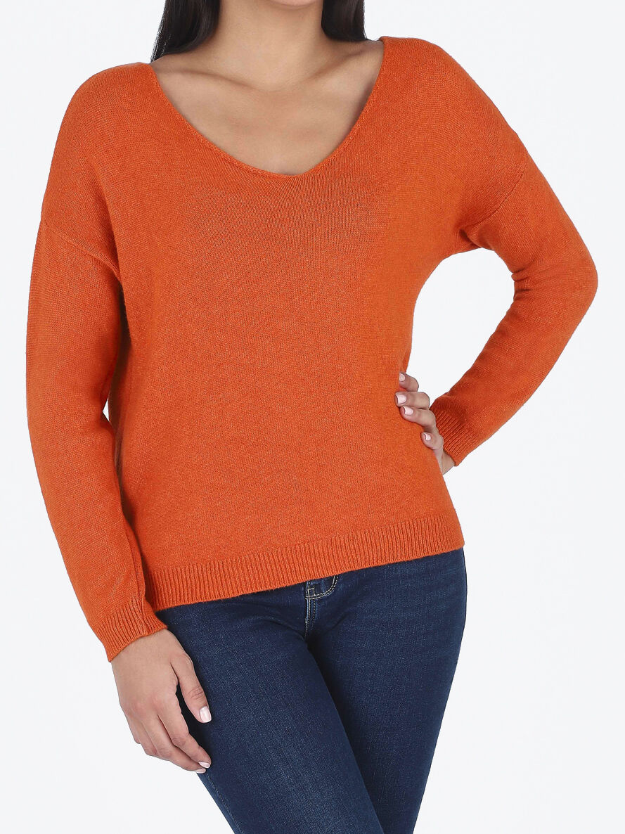 Pull ample uni col V - Orange - 4