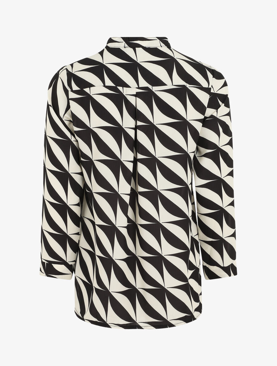 Blouse manches 3/4 imprimé graphique - Noir - 2