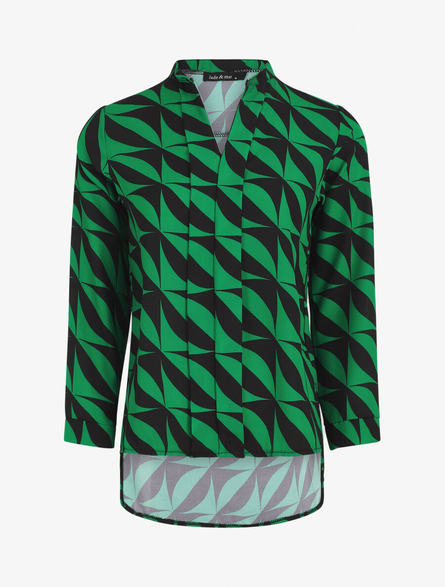 Blouse manches 3/4 imprimé graphique - Vert - 5