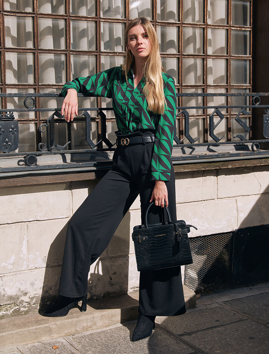 Blouse manches 3/4 imprimé graphique - Vert - 4