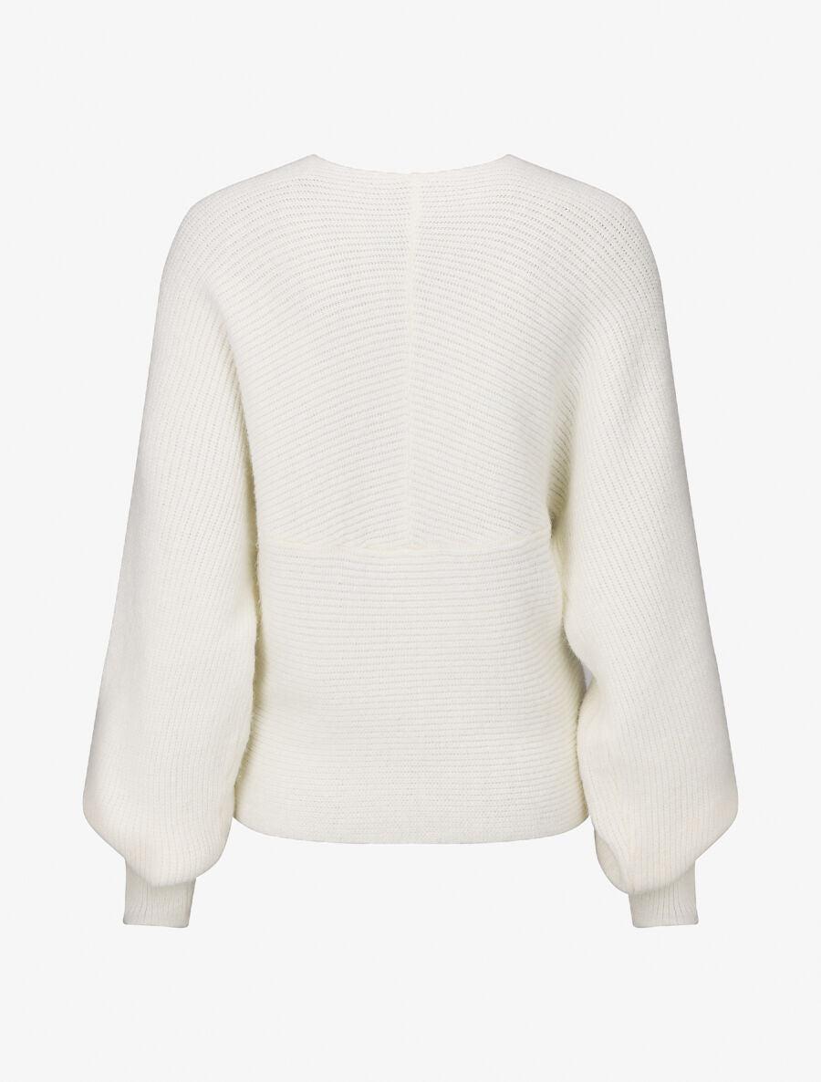 Pull uni col cache-coeur et bas asymétrique - Blanc - 2