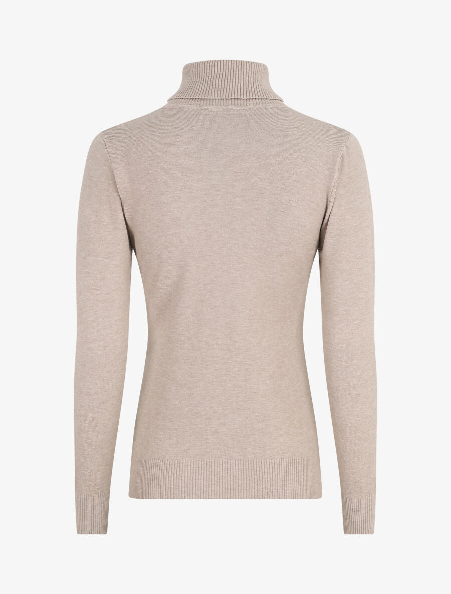 Pull uni à col roulé - Beige - 2