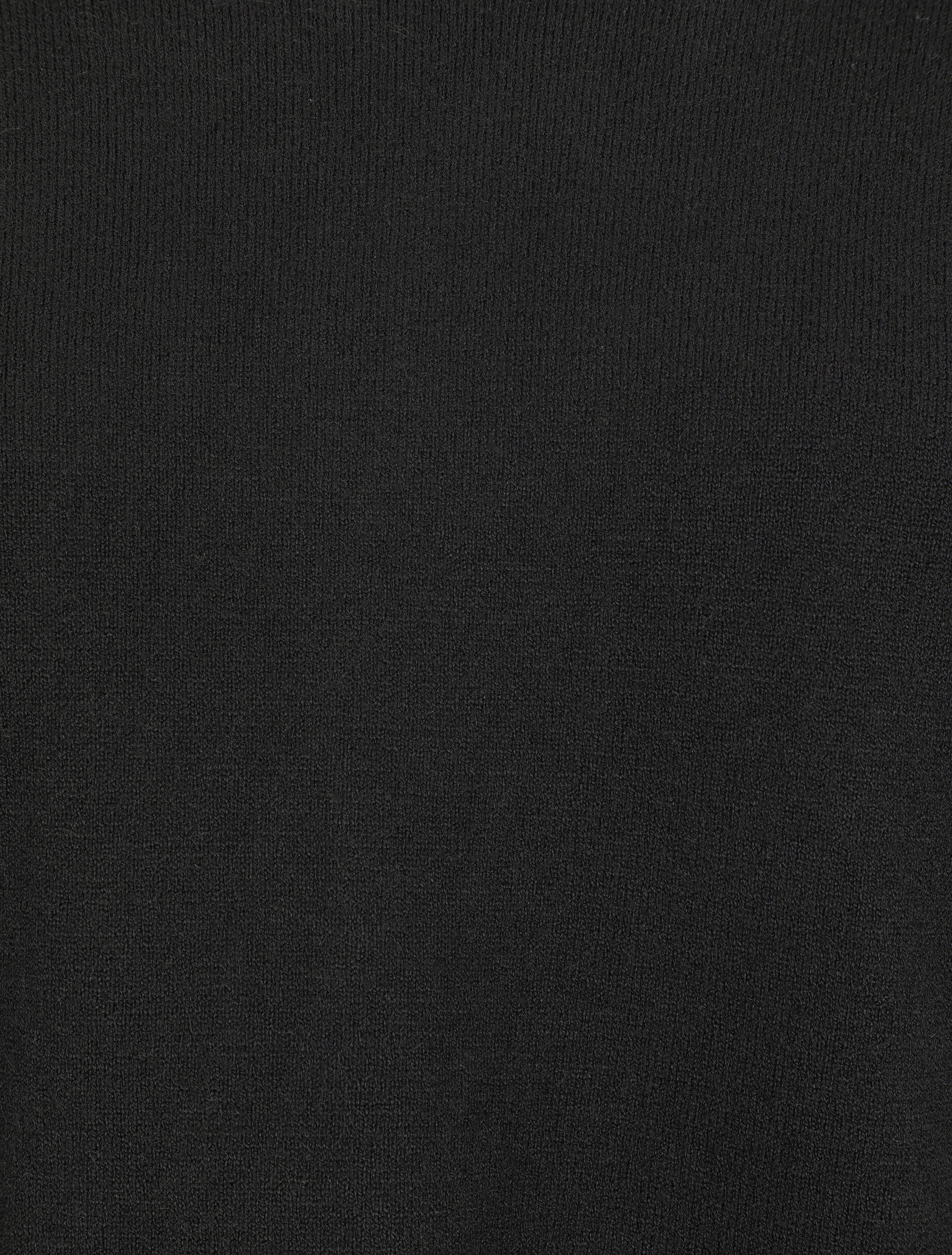 Pull fin uni à col V - Noir - 3