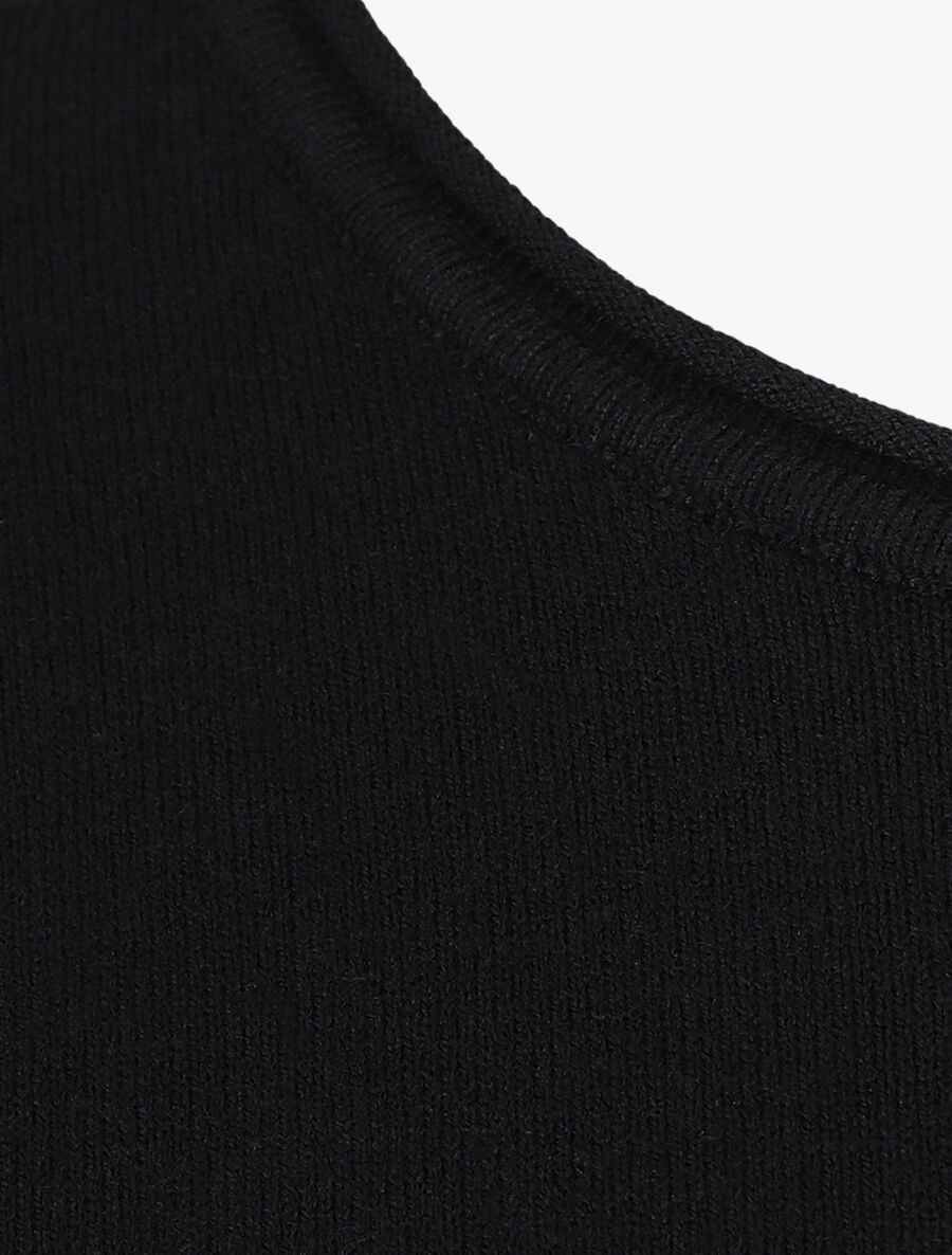 Pull fin uni ajusté - Noir - 3