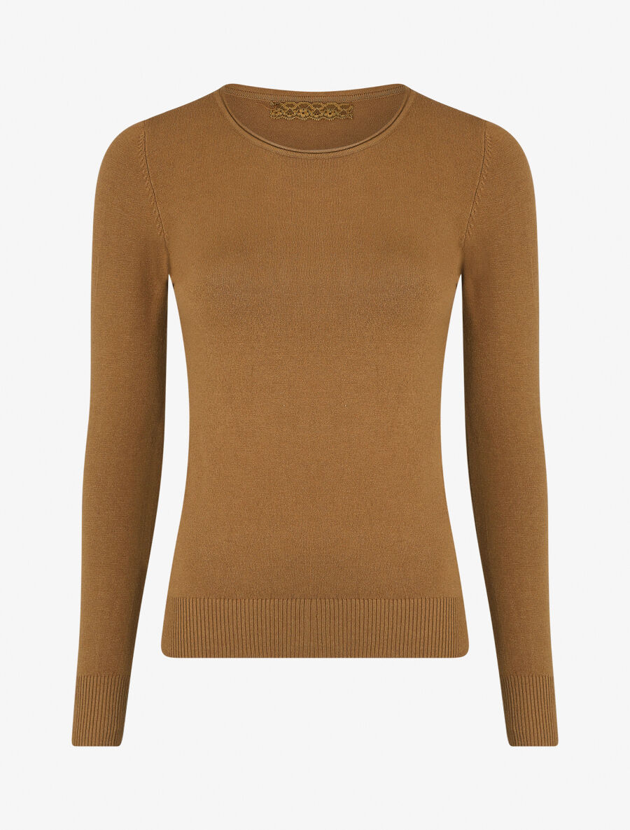 Pull fin uni ajusté - Camel - 1