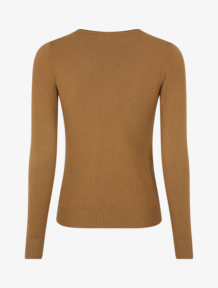 Pull fin uni ajusté - Camel - 2