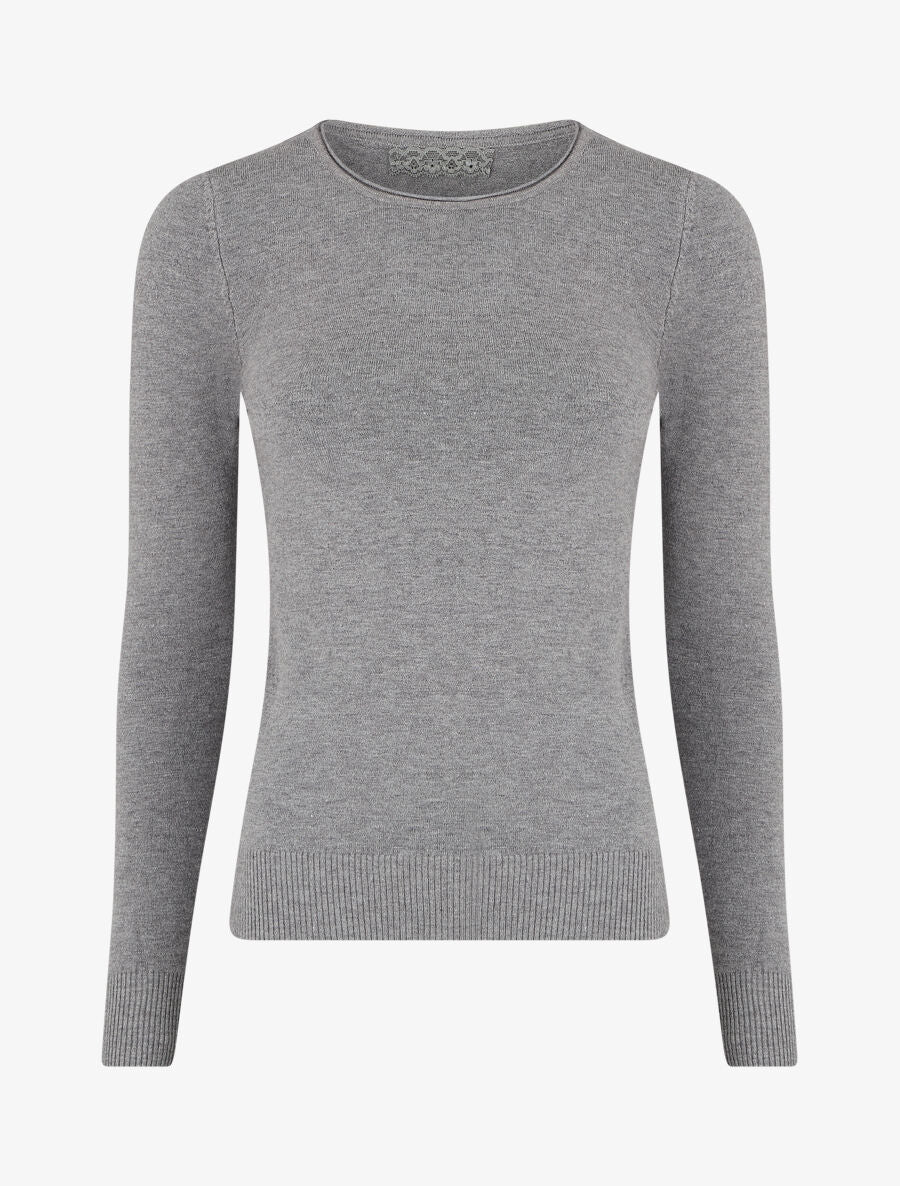 Pull fin uni ajusté - Gris - 1