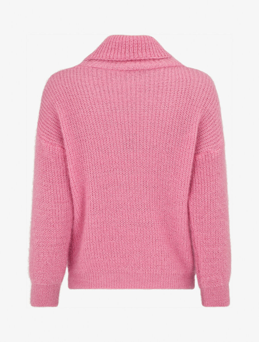 Pull duveteux à col roulé - Rose - 2