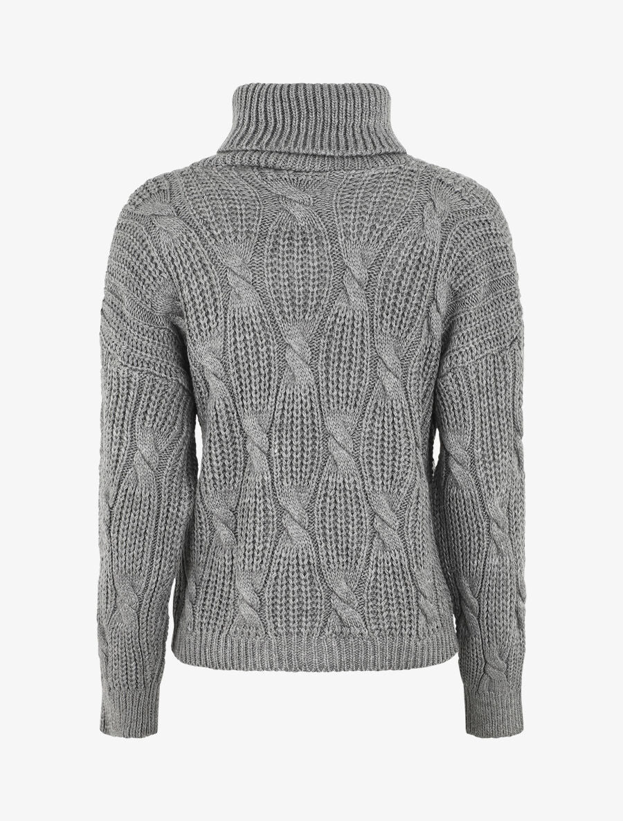 Pull en maille à col roulé - Gris - 2