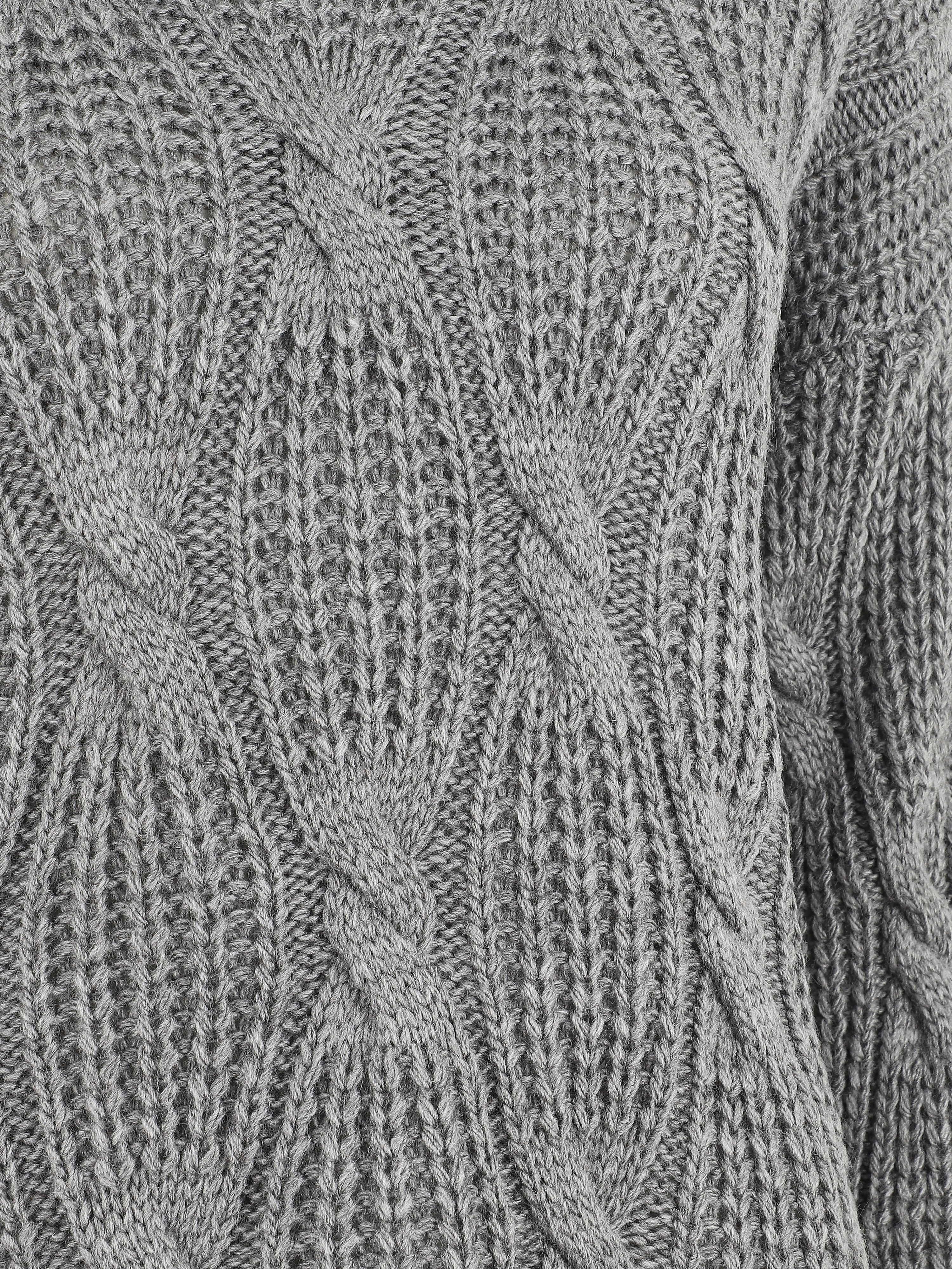 Pull en maille à col roulé - Gris - 3