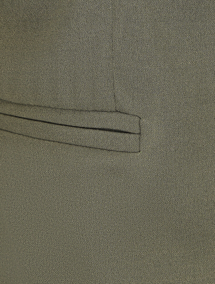 Blazer uni à revers imprimé grec - Kaki - 3