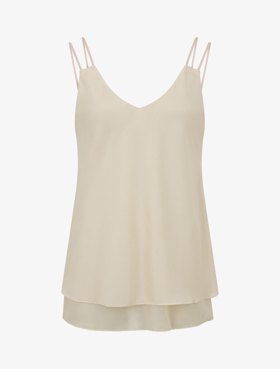 Top uni en voiles superposés - Beige - 5