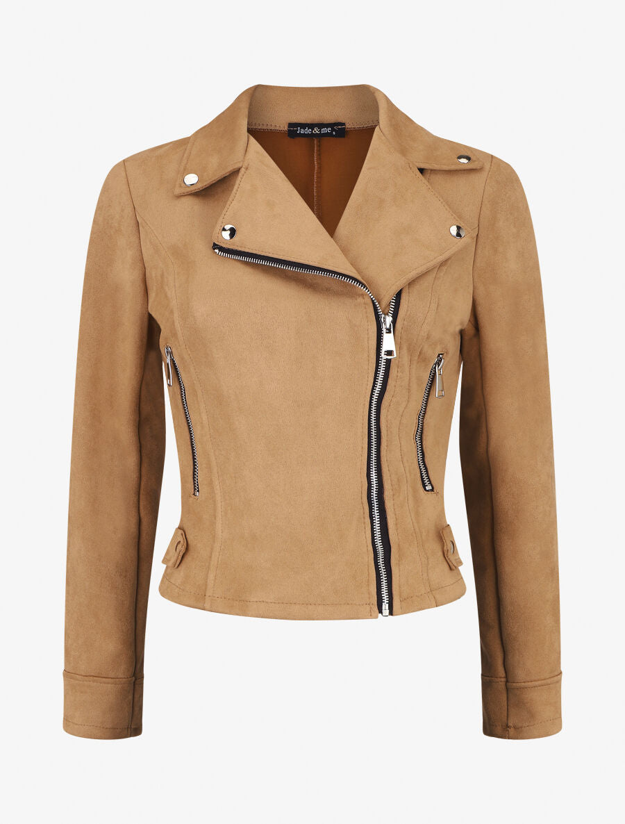 Veste en suédine style perfecto - Camel - 1