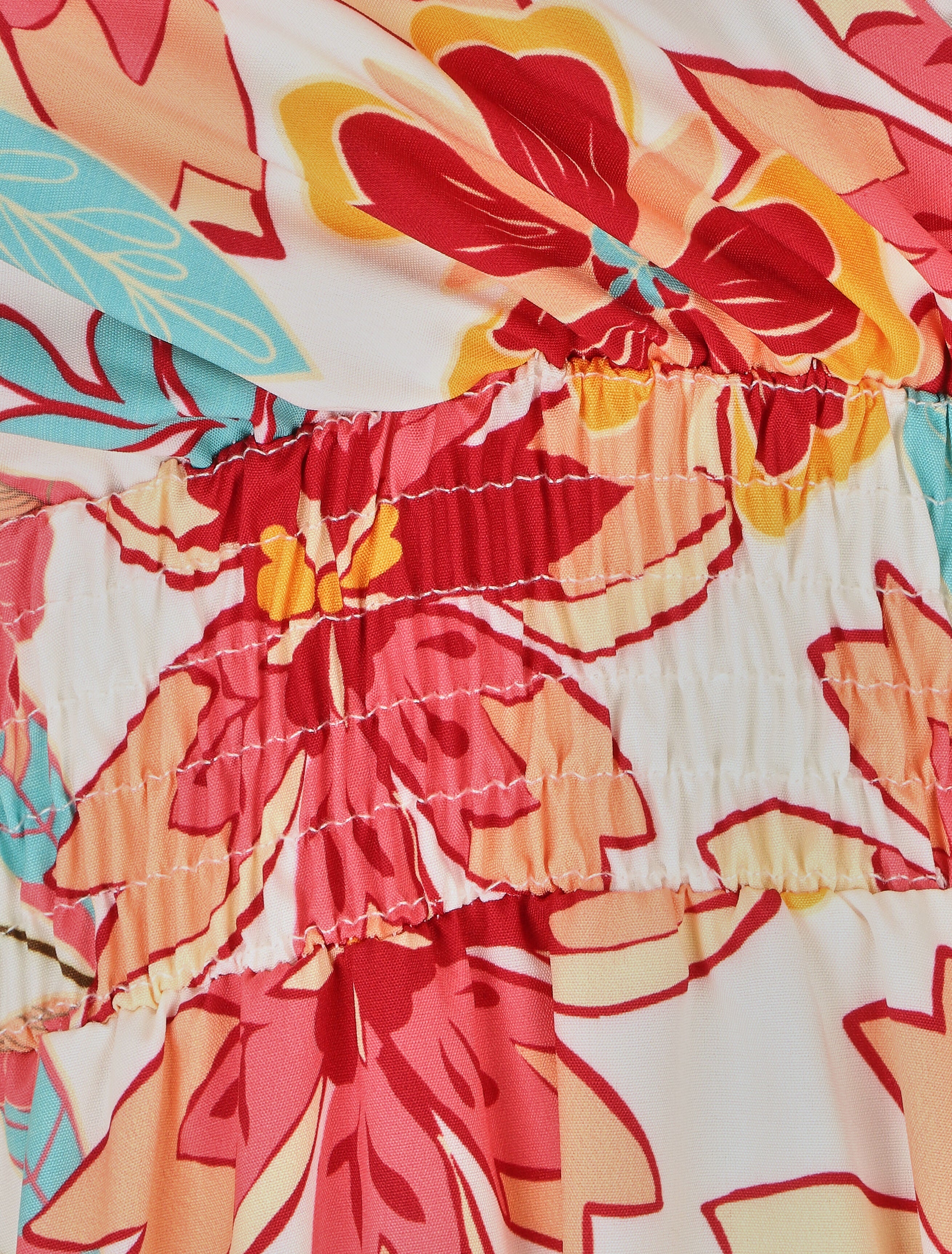 Robe longue imprimé fleurs des îles - Crème - 3