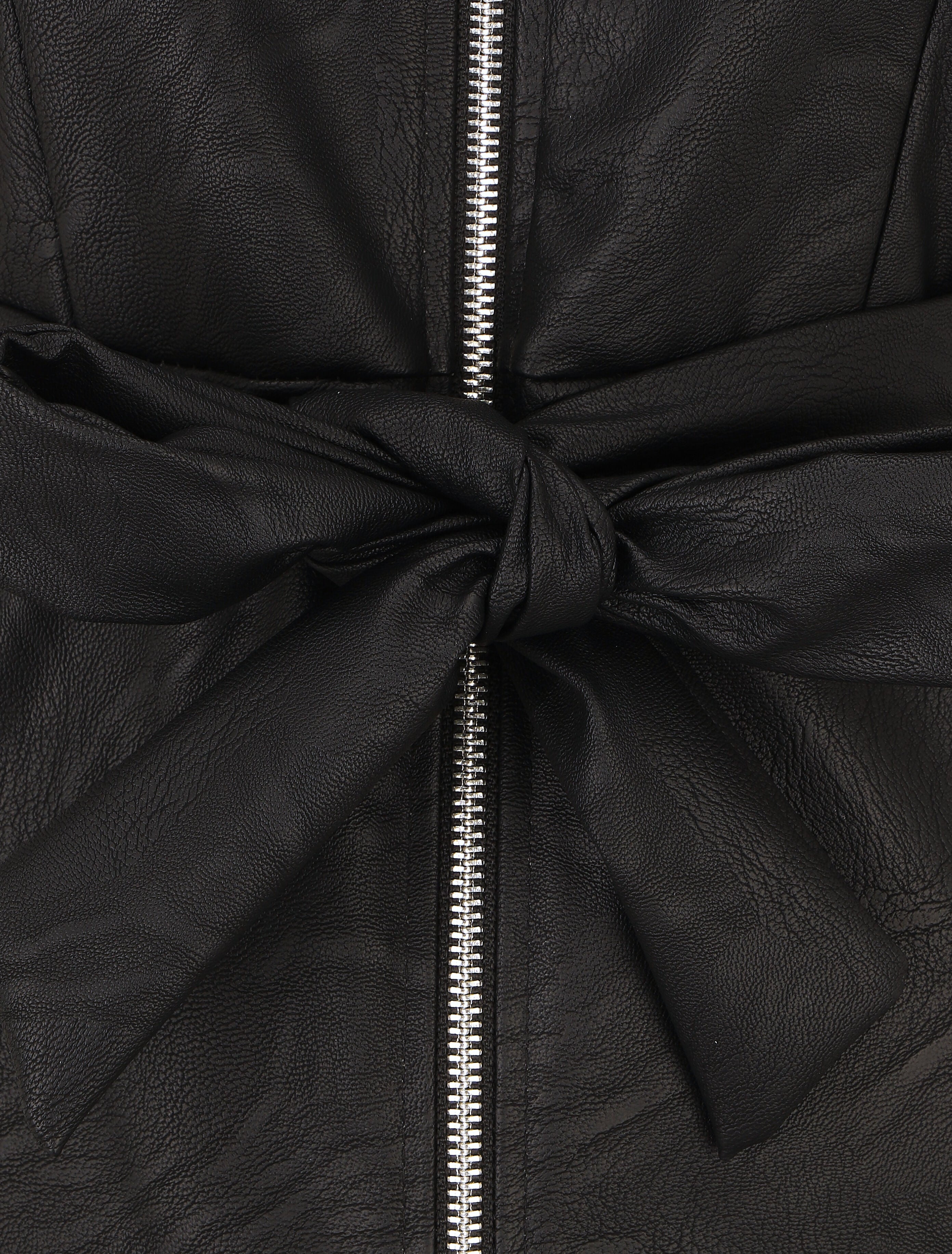 Robe mi-longue en simili - Noir - 3