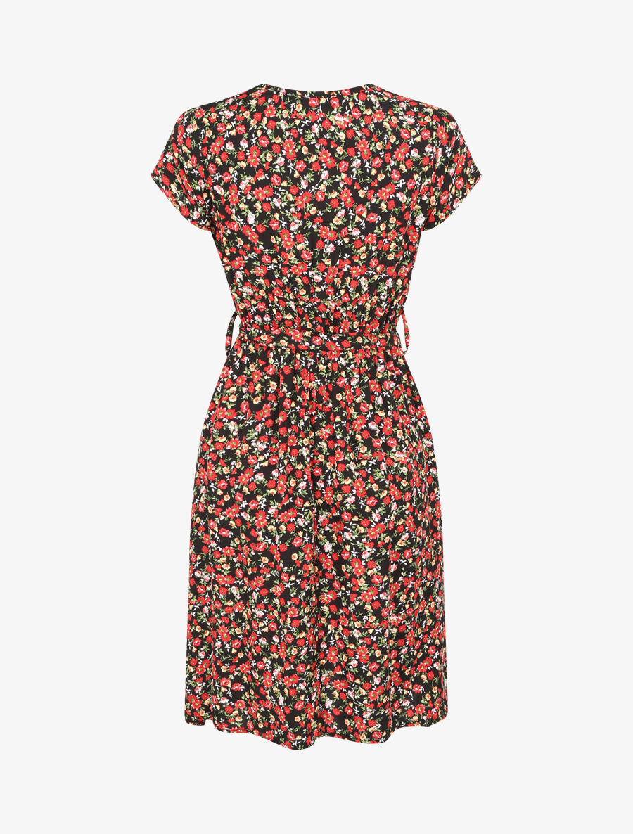 Robe fleurie à col cache-coeur - Noir - 2