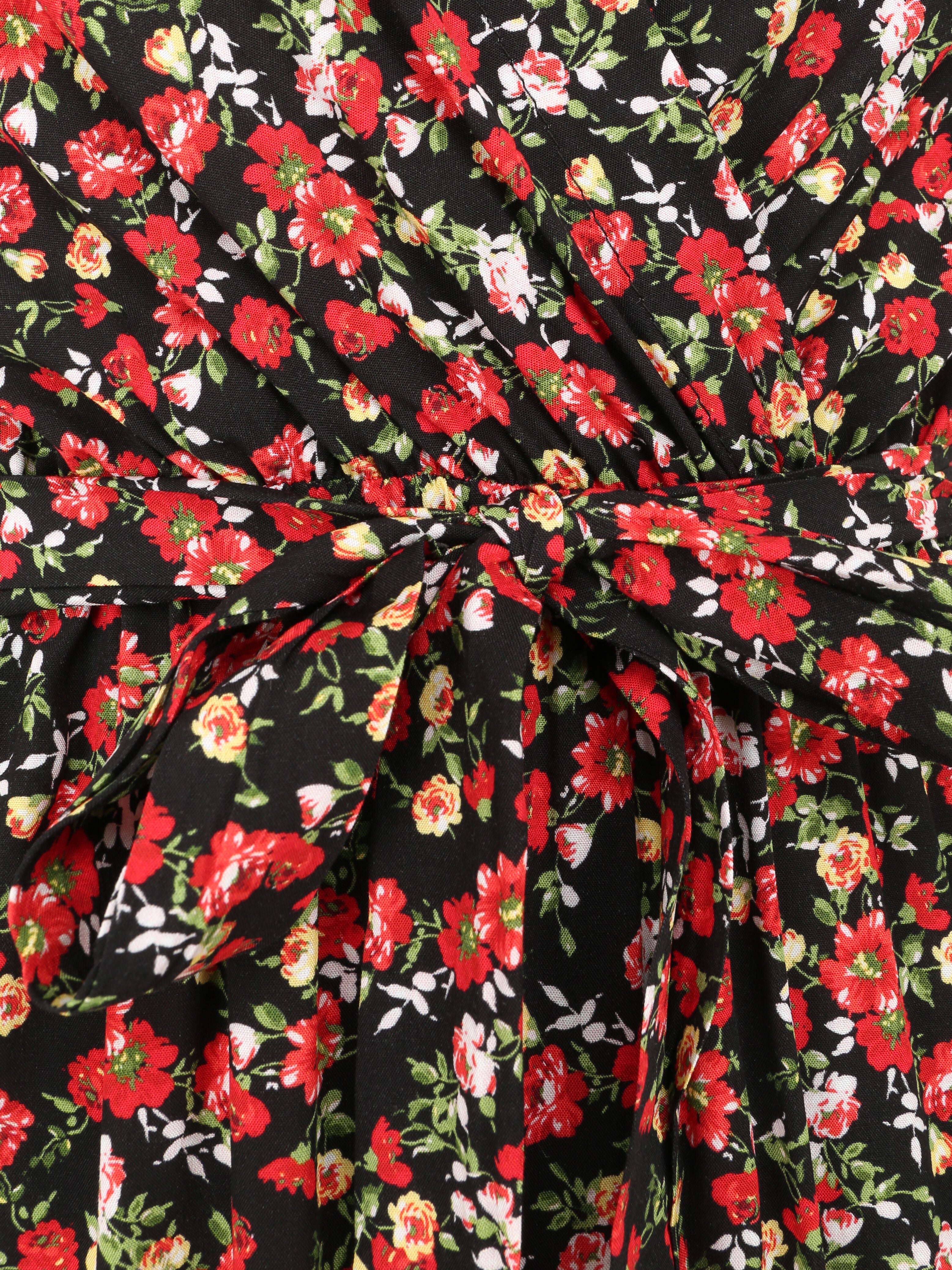 Robe fleurie à col cache-coeur - Noir - 3