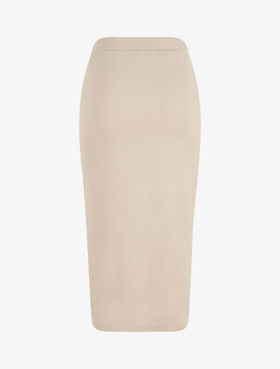 Jupe mi-longue à détail froncé - Beige - 2