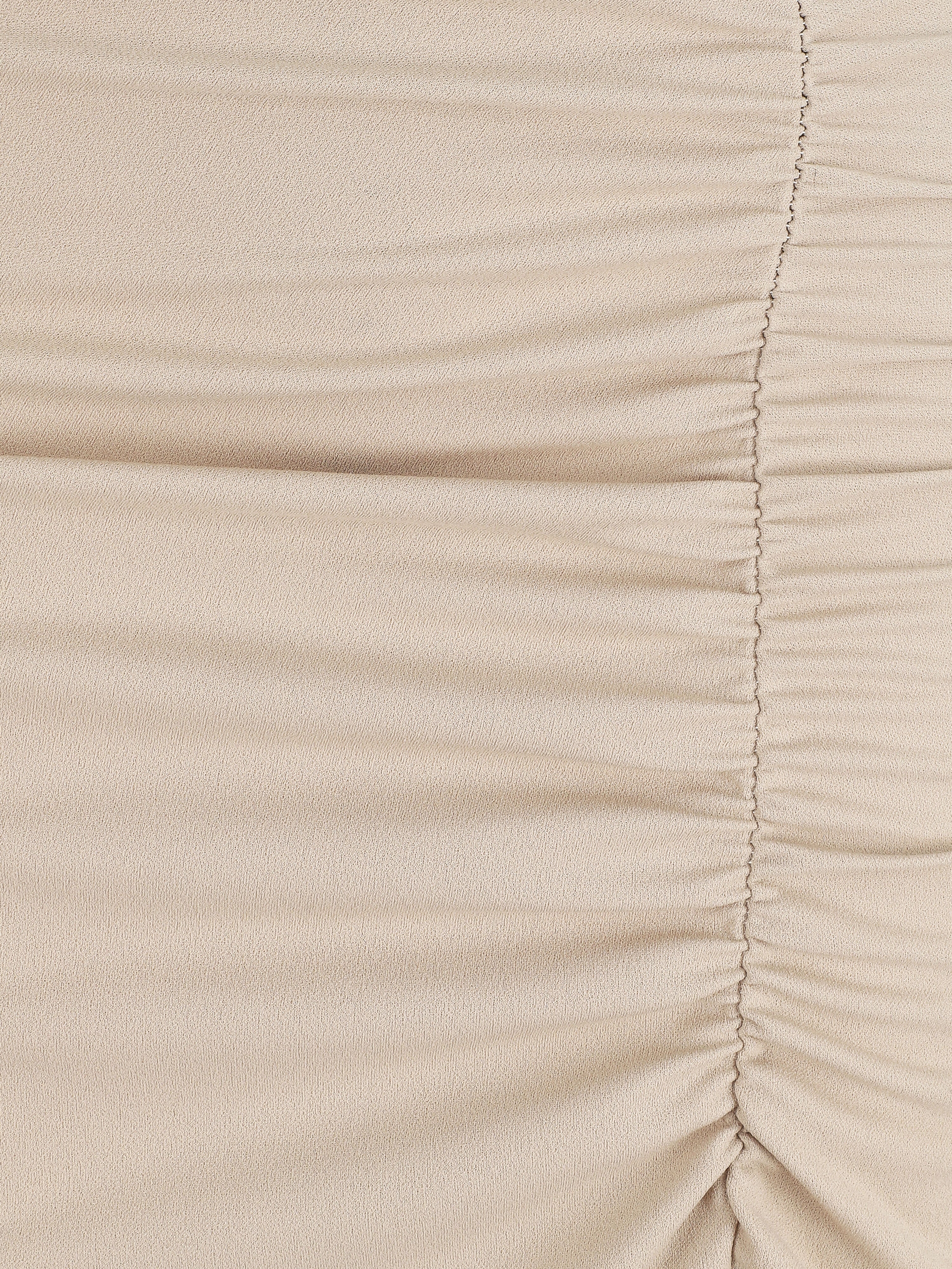 Jupe mi-longue à détail froncé - Beige - 3