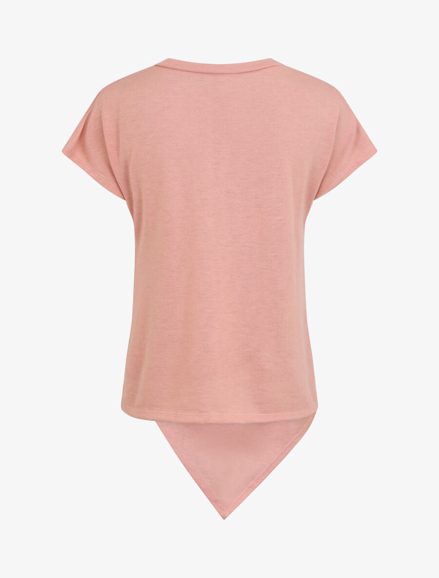Top en maille ample asymétrique manches courtes - Rose - 2
