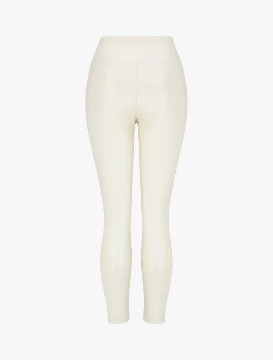 Pantalon ciré slim taille haute - Beige - 2