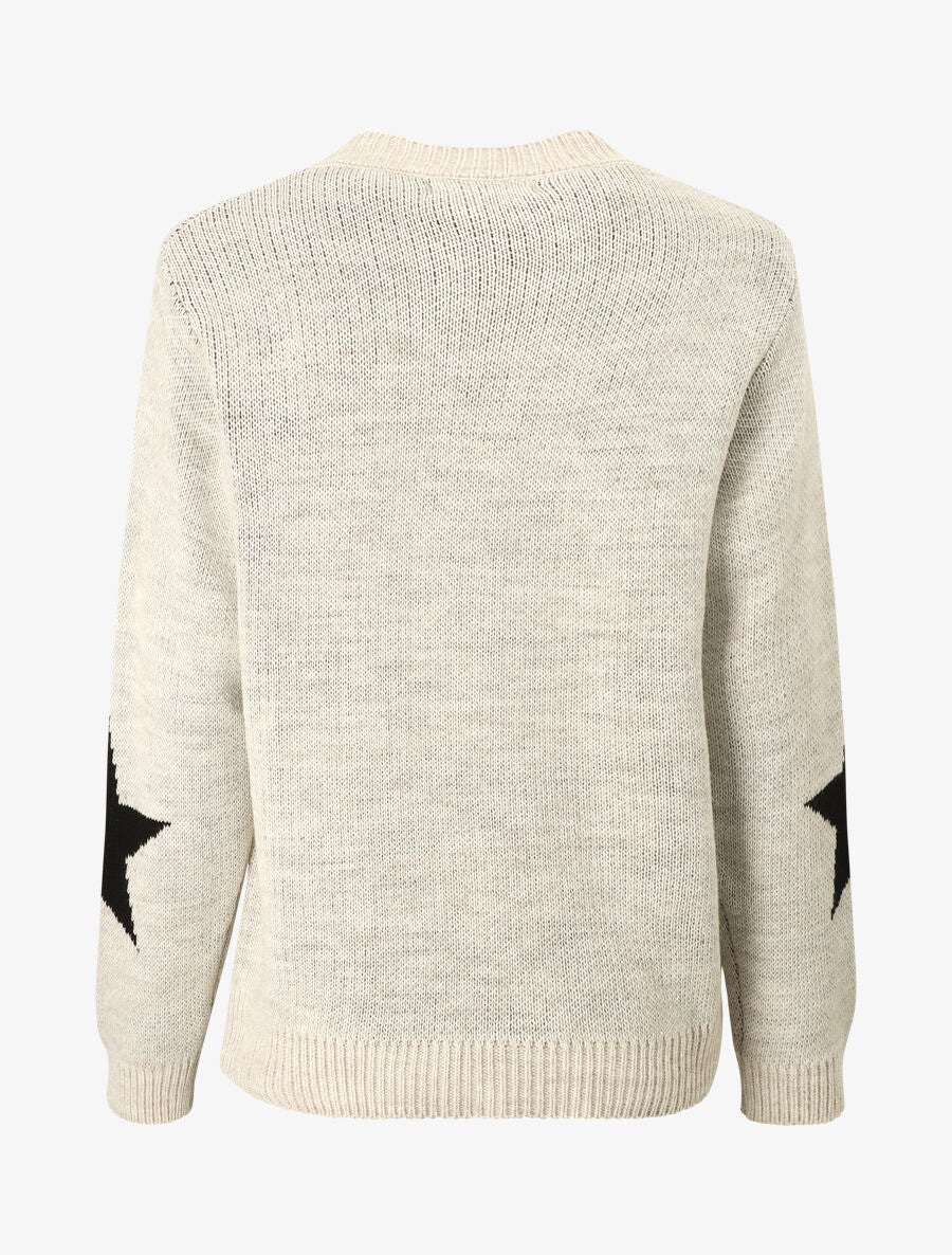 Pull droit motif étoiles - Beige - 2