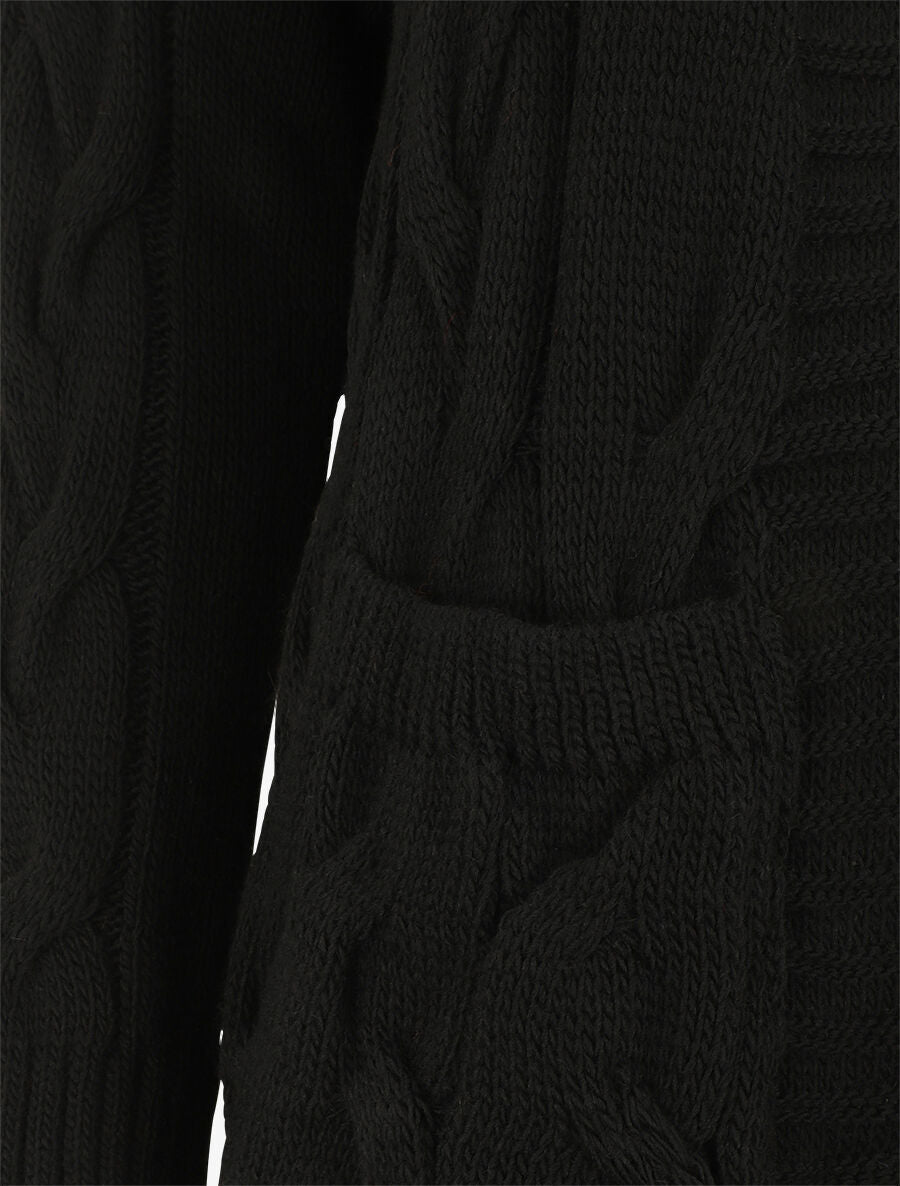 Gilet long effet tressé - Noir - 3