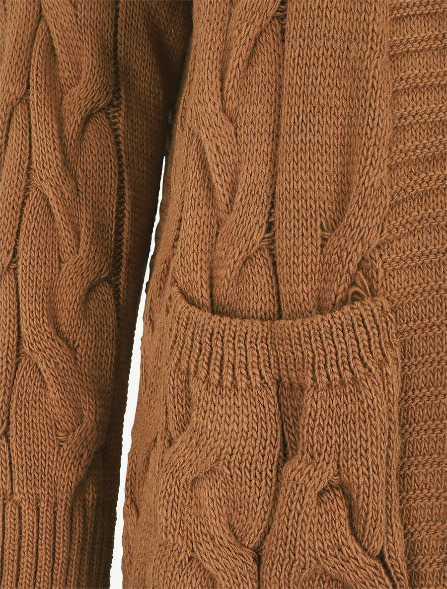 Gilet long effet tressé - Camel - 3