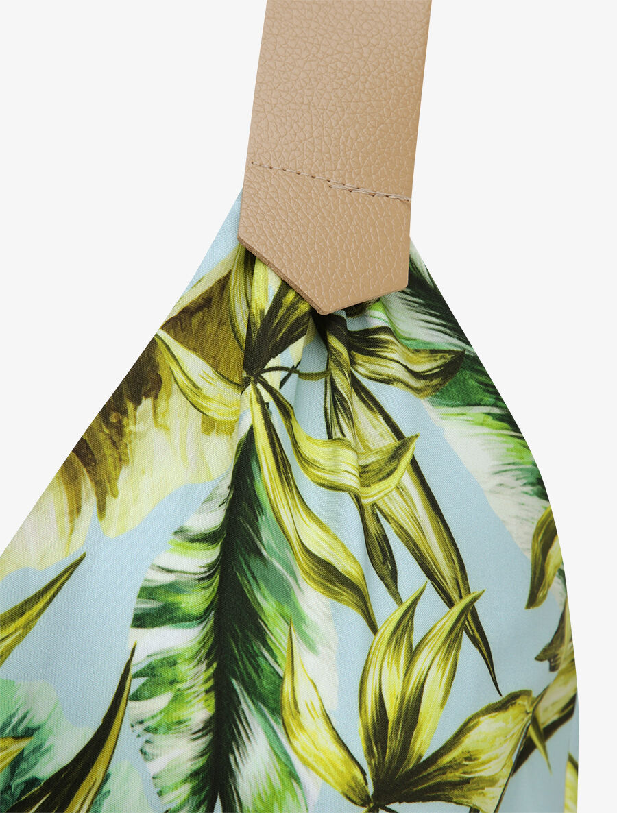Robe longue coupe patineuse imprimé tropical à bretelles en simili - Vert d&