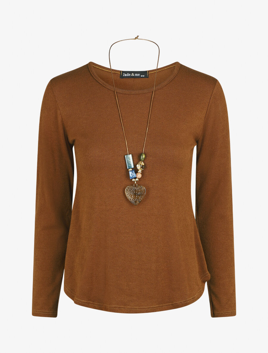 Pull droit dos boutonné - Camel - 1